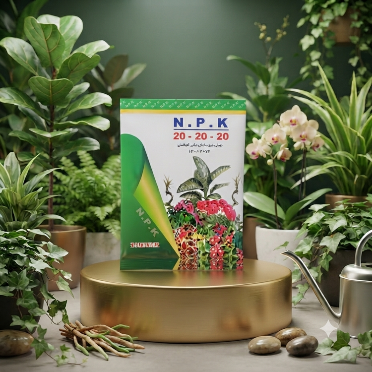 خرید کود NPK 20-20-20 یک کیلویی؛ کود سه بیست با تغذیه متعادل برای رشد برگ، ریشه و سلامت عمومی انواع گیاهان. ```1